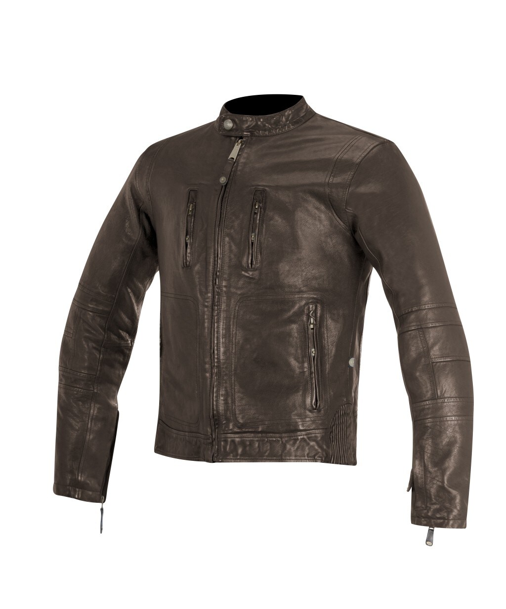 Giacca Alpinestars Oscar Brass in pelle rifinita a mano e protezioni su spalle e gomiti (taglie S-3XL, 469,95 euro)