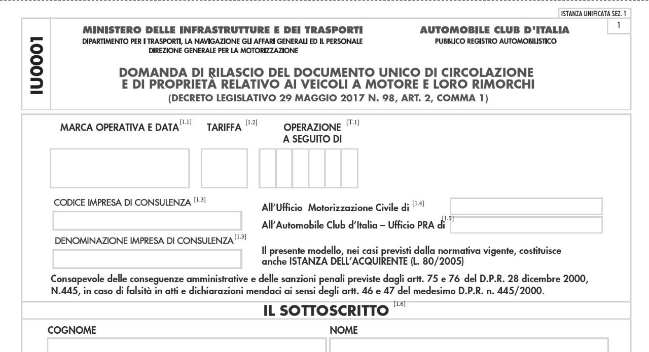 Arriva il Documento unico di circolazione