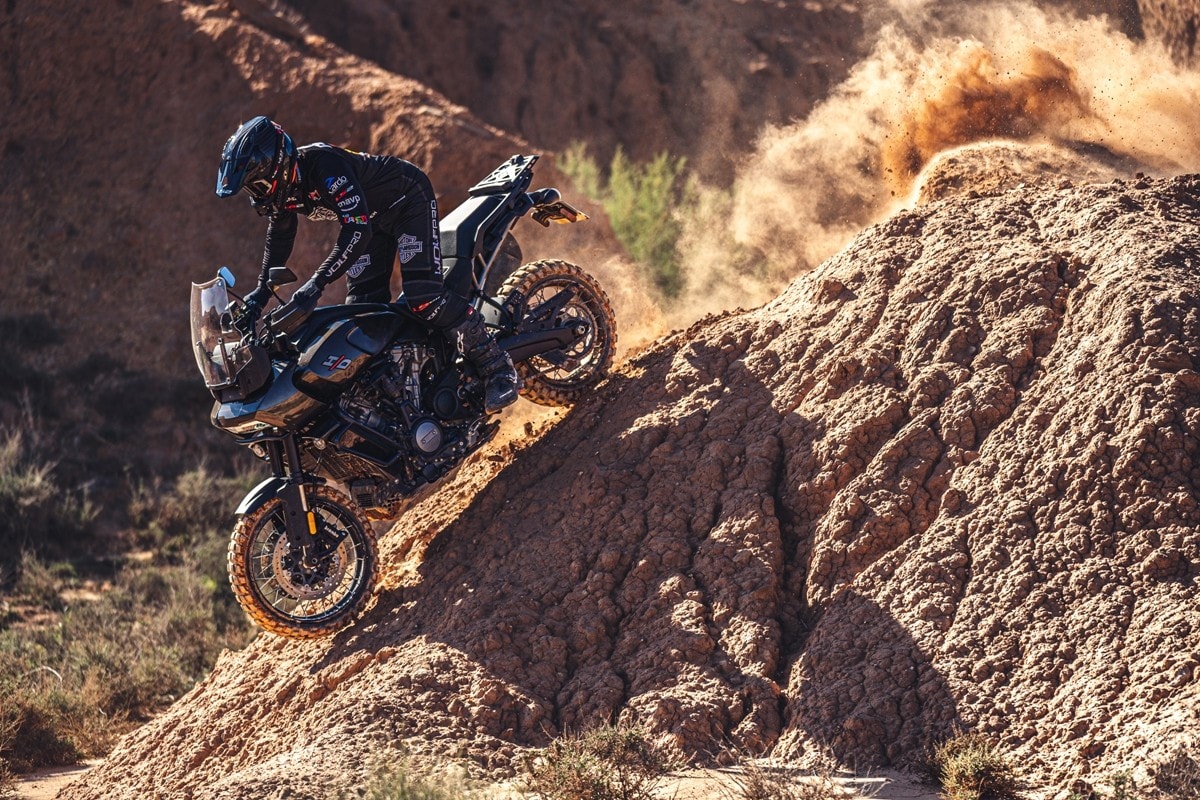 Joan Pedrero alla Baja España Aragón con la H-D Pan America 1250