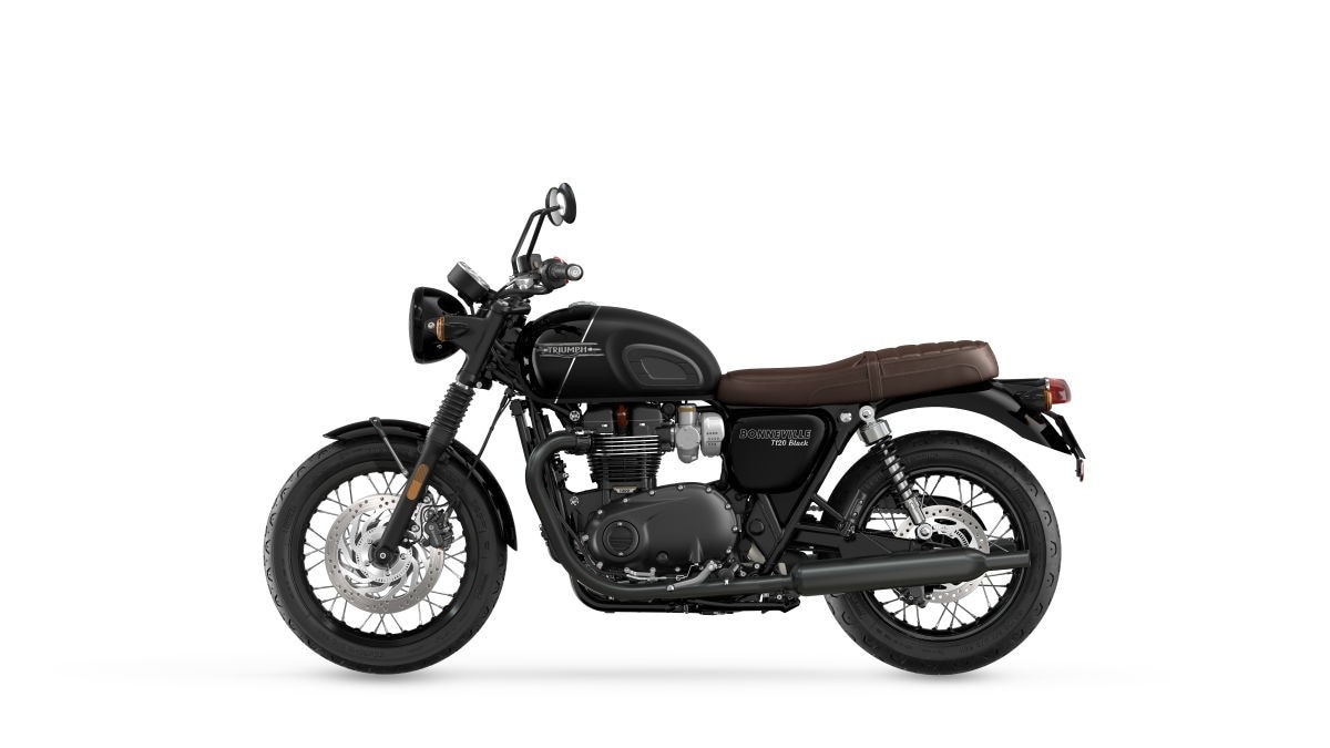 <div class='descrGalleryTitle'>BONNEVILLE T 120 BLACK</div><div class='descrGalleryText'><p>La&nbsp;Bonneville T120 Black verrà offerta nella variante Jet Black, e nella sofisticata colorazione Sapphire Black e Matt Sapphire Black, con serbatoio dalla grafica sdoppiata e &nbsp;con dettagli in argento del serbatoio rifiniti a mano (in foto).</p>
</div>