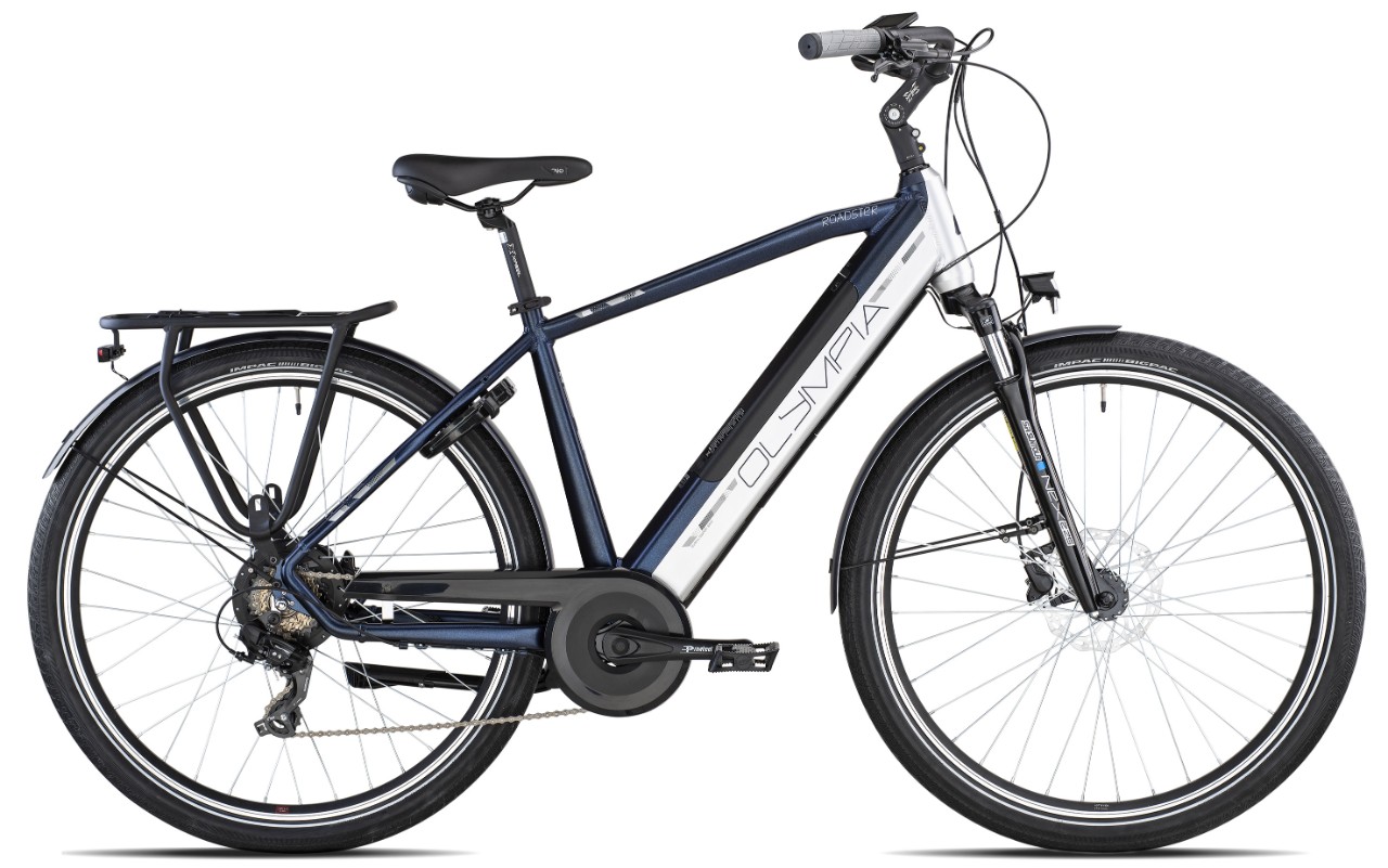 <div class='descrGalleryTitle'>Super Roadster</div><div class='descrGalleryText'><p>Nella nuova gamma Olympia debutta Super Roadster, una e-bike solida e maneggevole che si adatta perfettamente sia ad un utilizzo urbano, sia al soft trekking.&nbsp;Rispetto al modello base Roadster (motore da 35 Nm, batteria da 465 Wh), l’assistenza alla pedalata è più vigorosa grazie al motore posteriore da quasi 50 Nm. Ampliata anche la capacità della batteria integrata al tubo obliquo: 480 Wh e 48 V. Super Roadster è dotata di freni a disco, una forcella ammortizzata Tapered per una migliore stabilità e un display LCD, che consente una comoda lettura di tutte le informazioni di marcia. I prezzi: Super Roadster 1.650 euro, Roadster 1.466 euro.<br>
</p>
</div>