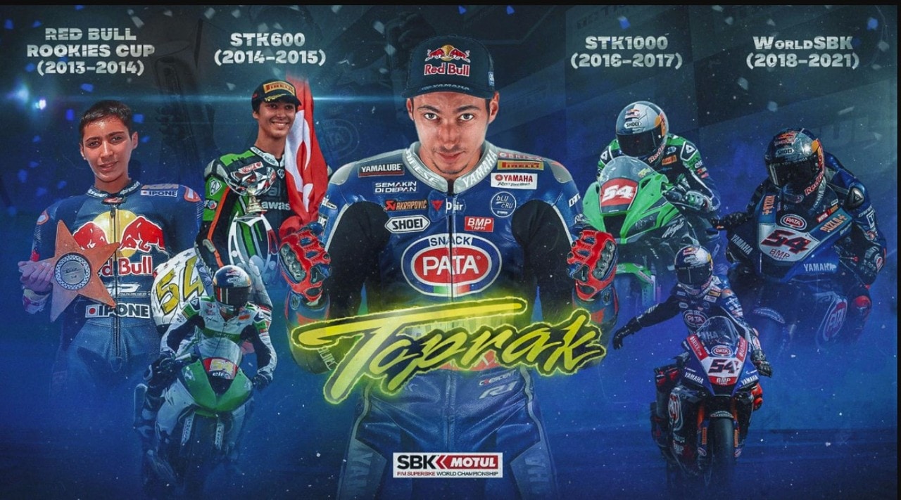 <div class='descrGalleryTitle'>Toprak Razgatlioglu, che storia!</div><div class='descrGalleryText'><p>Dai primi passi, ai successi nell'europeo STK 600 (di cui sarà campione nel 2015) agli anni della STK 1000 e poi il passaggio alla SBK. Ripercorriamo le tappe della carriera del nuovo campione del mondo della SBK... una&nbsp; storia partita dalle spiagge della Turchia.... Leggi la sua<i><b> <a href="https://www.dueruote.it/sport/motorsport/piloti/2021/11/23/toprak-razgatlioglu-che-storia-.html">bio</a>!</b></i></p>
</div>