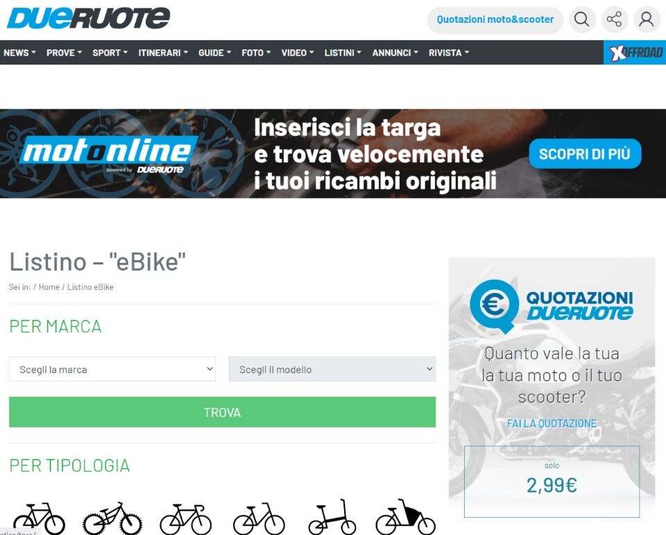 Trova la tua e-bike su Dueruote.it