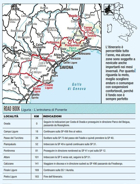 Liguria: in moto nell'entroterra di Ponente