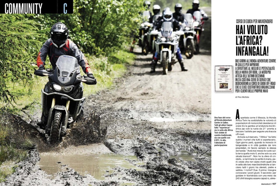 Su Dueruote di Settembre, i segreti del corso di guida per maxienduro della Honda