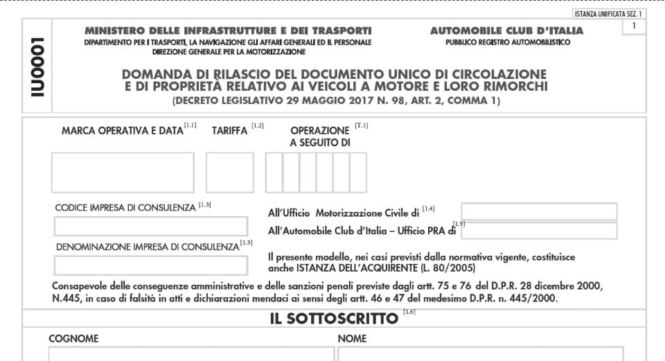 Arriva il Documento unico di circolazione