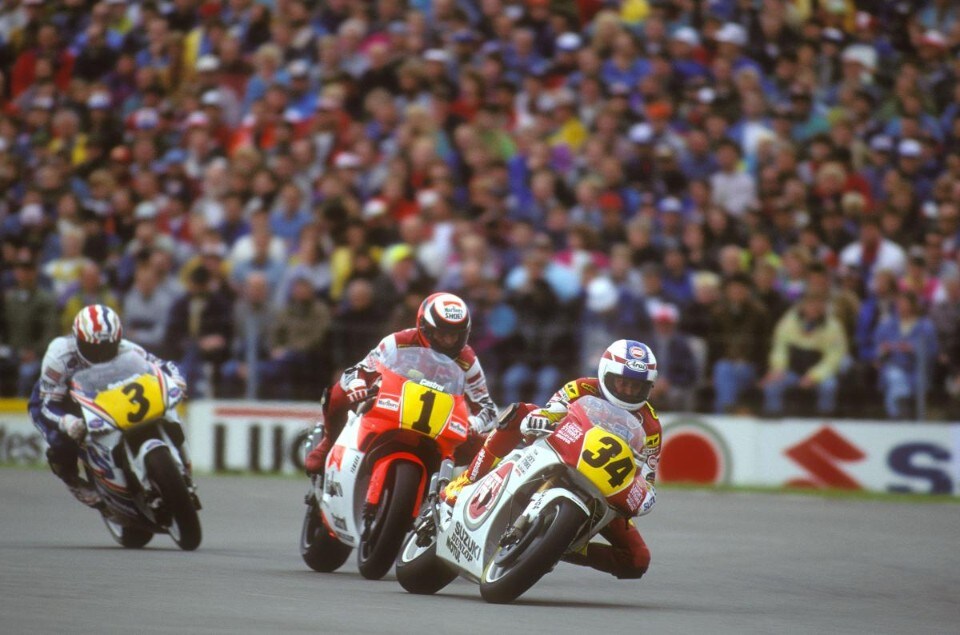 Doohan, Schwantz e Roberts con Rainey a Goodwood