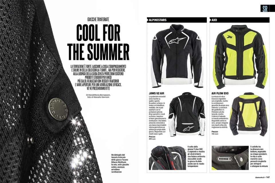 Su Dueruote di Luglio, la guida all'acquisto delle giacche traforate