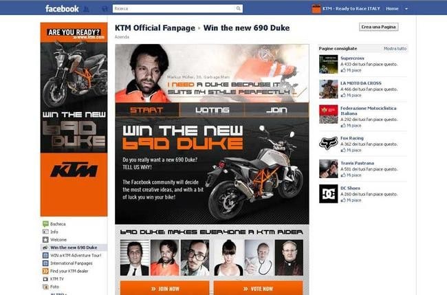 KTM: su FB il concorso per la Duke