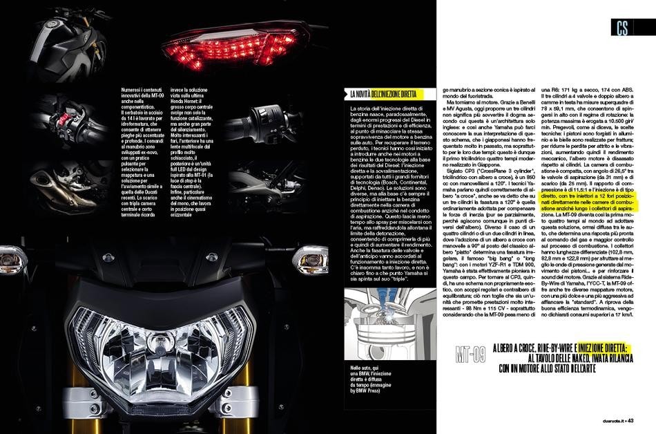 La MT-09 e l'iniezione diretta