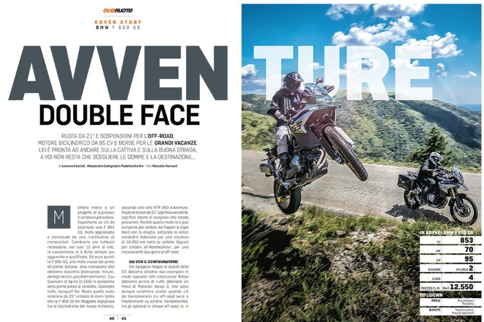 Su Dueruote di Agosto: BMW F 850 GS, liscia o tassellata?