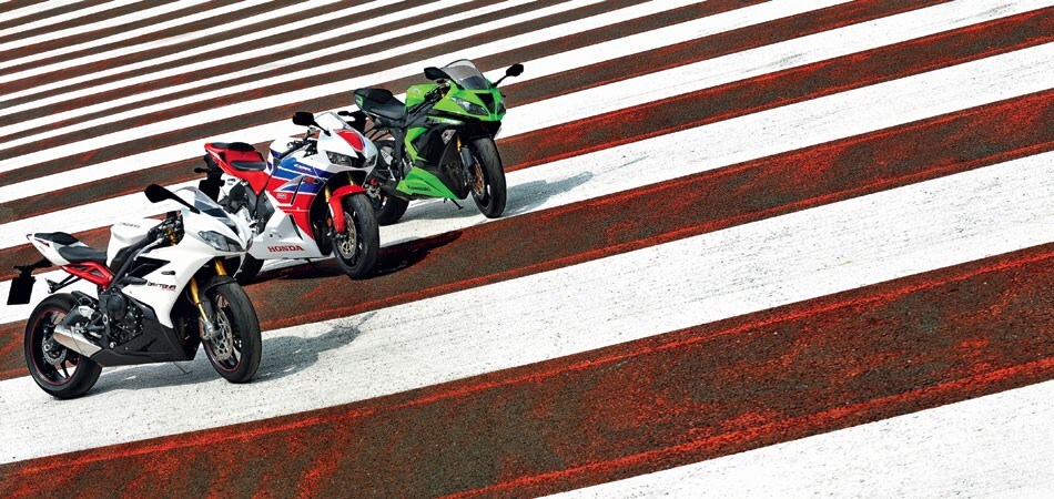 Triumph Daytona 675 R, Honda CBR 600 RR, Kawasaki Ninja ZX-6 R 636