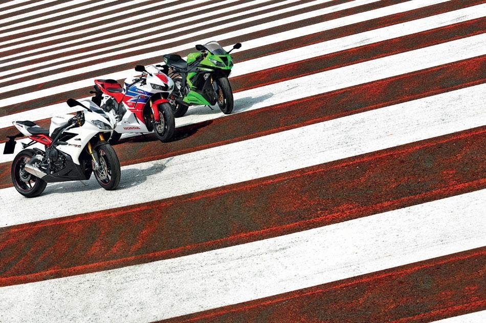 Triumph Daytona 675 R, Honda CBR 600 RR, Kawasaki Ninja ZX-6 R 636