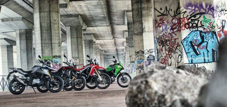 BMW G 310 GS  2018/0, Suzuki V Strom 250 ABS 2017/0, Honda CRF 250 Rally ABS 2017/0, Kawasaki Versys-X 300  2017/0