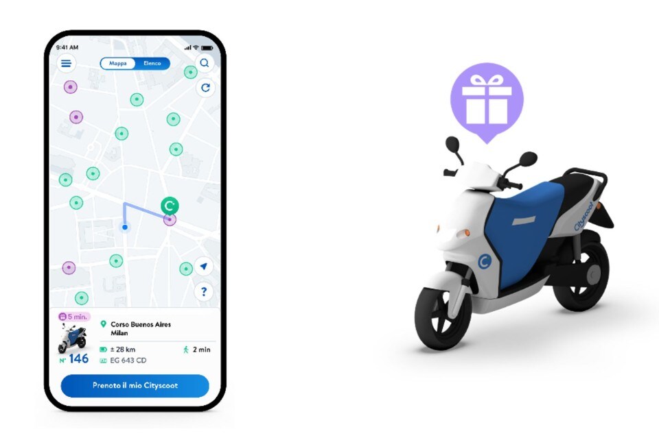 CityGift: prenota lo scooter viola e ottieni minuti gratuiti 