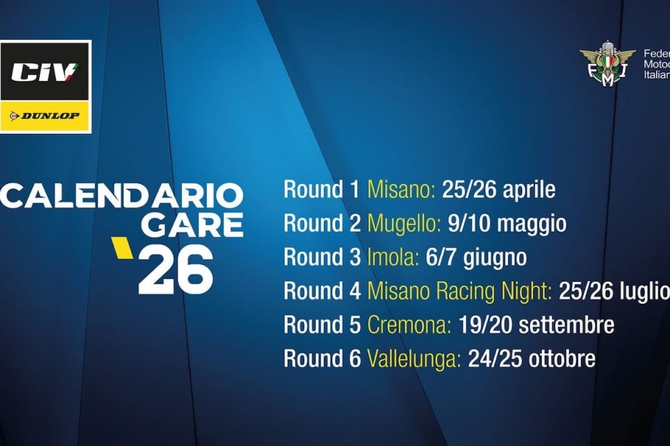 CIV 2026: ecco il calendario