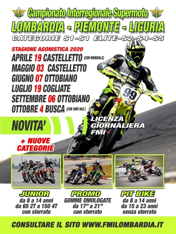 Richieste e rilascio numeri fissi per campionato supermoto 2020 Lombardia-Piemonte-Liguria
